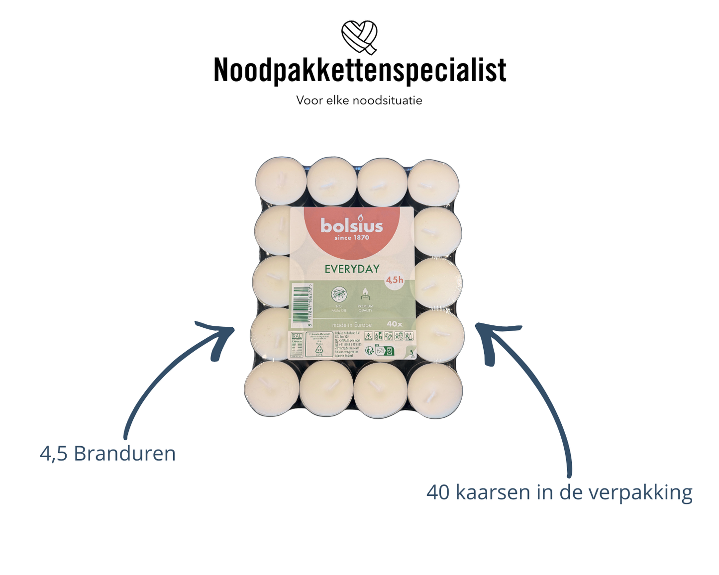 Bolsius Waxinelichten 40 stuks – 4,5 uur brandduur