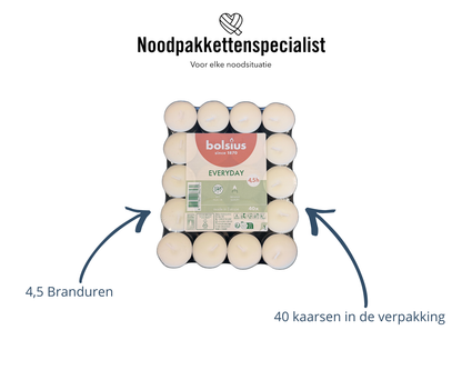 Bolsius Waxinelichten 40 stuks – 4,5 uur brandduur