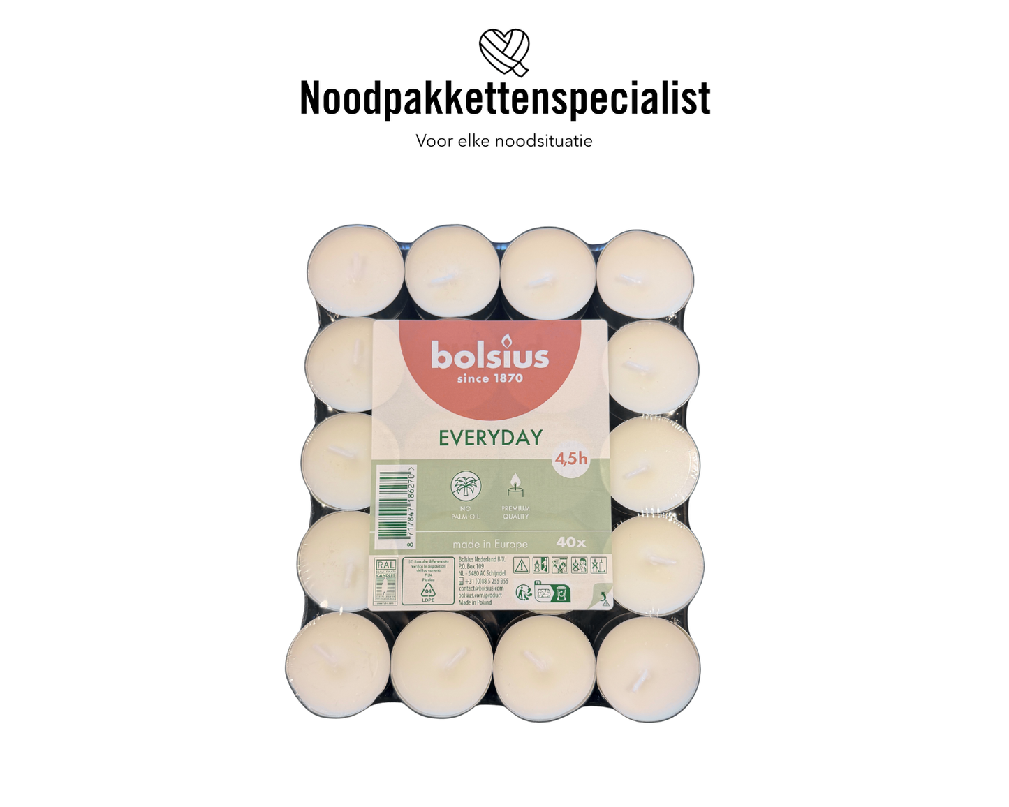 Bolsius Waxinelichten 40 stuks – 4,5 uur brandduur