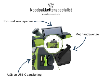 NPS Noodradio™ Incl. Powerbank, zaklamp & handzwengel